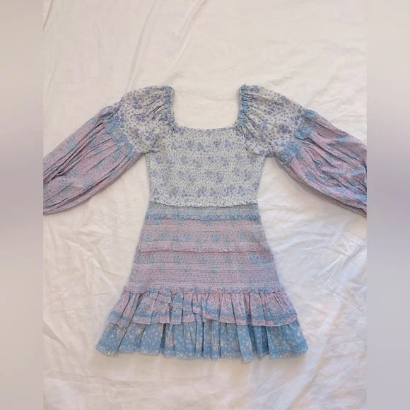 Loveshackfancy Ensley tiered puff sleeve floral mini dress - Picture 5 of 11